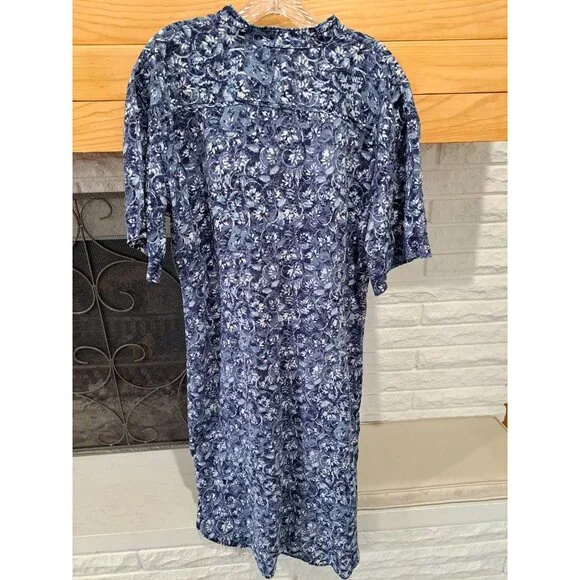 Lauren Ralph Lauren Linen Floral Shirtdress Tie Waist Blue Plus Size 14 Women's - Picture 7 of 12